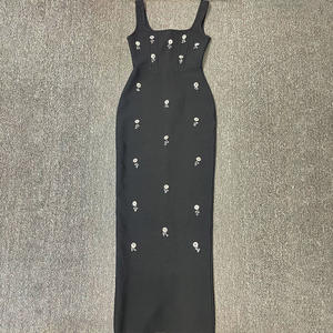 ชุดราตรีประดับลูกปัดหรูหรา คอเหลี่ยมเซ็กซี่ แขนกุด คริสตัล ยาวถึงข้อเท้า ชุดเต้นรำ ชุดงานเลี้ยง ชุดราตรีออกงาน - Product Image 5