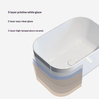 Modèle 8191 Lavabo carré en céramique à poser sur comptoir 450 mm pour salle de bain, idéal pour les projets de salle de bain