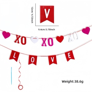 Guirlande de la Saint-Valentin faite à la main, écologique, en papier et feutre, forme rectangulaire, imprimé animal, style mignon - Product Image 5