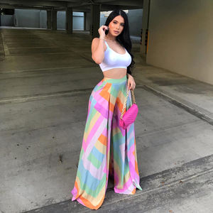 Pantalones Palazzo con Estampado Bonito, Primavera Verano 2022, Cintura Alta, Sueltos, Largos, Anchos, Pantalones para <span class=keywords><strong>Mujer</strong></span> - Product Image 2