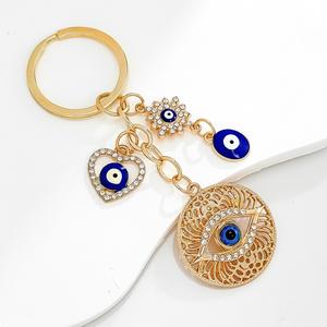 พวงกุญแจรูปหยดน้ำปีศาจพวงกุญแจไรน์สโตนสำหรับเพื่อนกระเป๋าตาสีฟ้าเคลือบมาพร้อมกล่องใส่โทรศัพท์ - Product Image 1