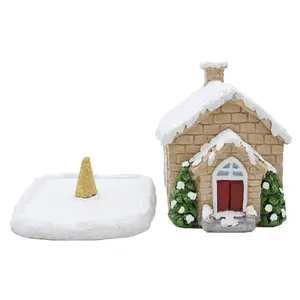 Individueller original handgefertigtes neues design urlaubstisch heimdekor räucherkammer polyresin schneebedecktes weihnachtshaus räuchermisch-, kegelbrenner