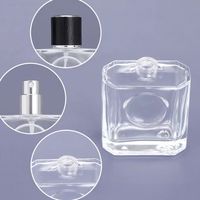 Vente en gros de flacons vaporisateurs de parfum en verre plat transparent de 25 ml, vides, avec étiquette ronde, logo unique, impression sérigraphique sur parfum