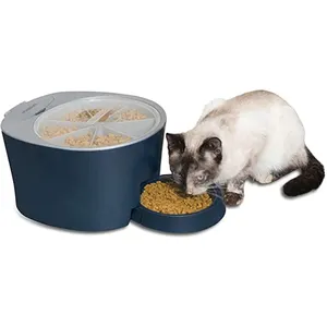 Dispensador de alimentos para animais de estimação, dispensador de 6 refeições automático para cachorros e gatos, alimentador seco, comida para animais de estimação lenta