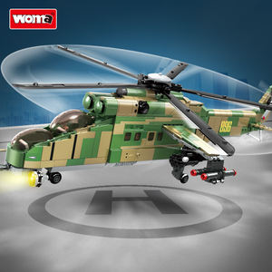 소매 판매 군대 군대 경찰 무장 항공기 <span class=keywords><strong>Mi</strong></span>-24 헬리콥터 비행기 공군 비행기 빌딩 블록 벽돌 세트 - Product Image 5