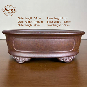 Pot à Bonsaï en Argile Violette de Yixing, Cuit au Bois à Haute Température, Écologique, Traditionnel, Sculpté à la Main, Ovale, <span class=keywords><strong>pour</strong></span> Plantes d'Intérieur - Product Image 2