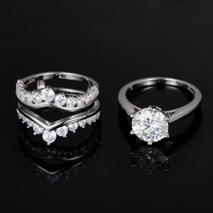 럭셔리 웨딩 모이사나이트 반지 S925 실버 세트 주얼리 약혼 모이사나이트 반지 베젤 반지 - Product Image 3