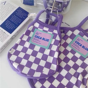 Coca Blue Pet Halter Top Purple Plaid Breathable Summer <b>Clothes</b> <b>For</b> <b>Small</b> Medium <b>Dogs</b> - Product Image 3