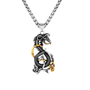 Collier pendentif en acier inoxydable avec nœud celtique, dragon viking nordique, 60 cm, bijoux pour homme, cadeau - Product Image 3