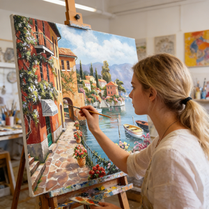 Kit <span class=keywords><strong>de</strong></span> peinture par numéros DIY, paysage <span class=keywords><strong>de</strong></span> ville côtière méditerranéenne, peinture à l'huile <span class=keywords><strong>sur</strong></span> <span class=keywords><strong>toile</strong></span> <span class=keywords><strong>de</strong></span> <span class=keywords><strong>lin</strong></span> pour décoration murale, cadeau pour adultes et enfants - Product Image 1