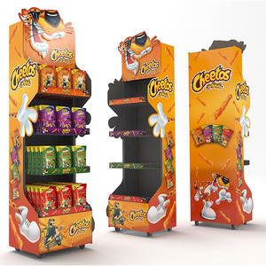 맞춤형 POS 바닥 종이 디스플레이 스탠드 스낵 칩스 캔디 식품 POP 슈퍼마켓 선반 접이식 매장 소매용 종이 디스플레이 랙 - Product Image 1