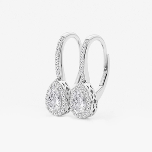 Boucles d'oreilles tendance en diamant de laboratoire en forme de poire 1 carat avec halo pour femme, bijoux fins élégants et étincelants, cadeau de luxe minimaliste pour anniversaire - Product Image 5