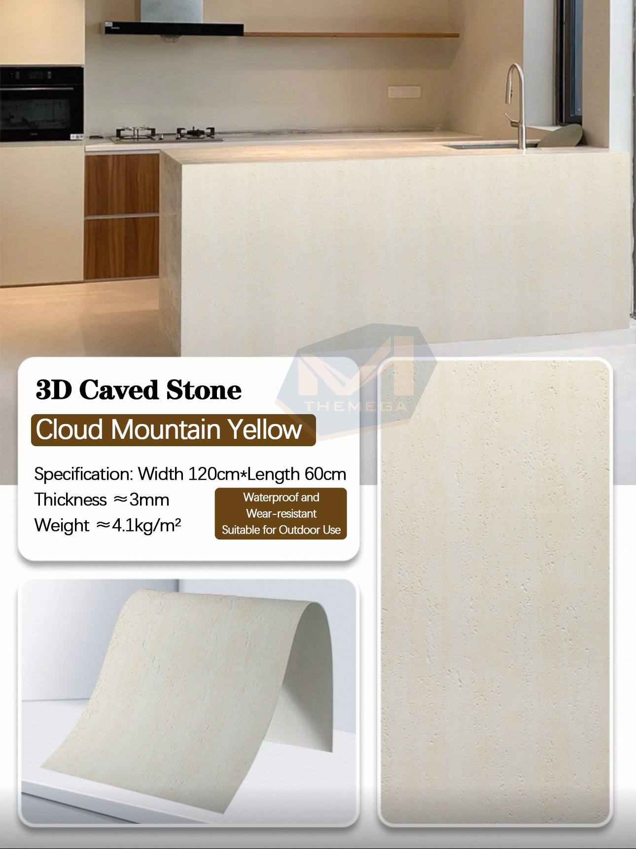 Travertin 3D (Jaune Montagne Nuageuse)