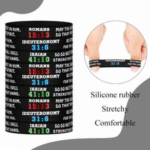 Pulseras de Silicona con Versículos Bíblicos, Resistentes al Agua, al por Mayor, Pulseras Cristianas Inspiradoras, Pulsera Religiosa Bíblica Personalizada para Eventos - Product Image 2