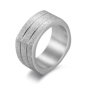 Trendy and stylish square <b>titanium</b> pearl stainless steel <b>ring</b>, perfect for couples, available wholesale. - Product Image 1