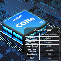 US Stock Fanless Mini PC i7-8550U 16GB DDR4 512GB NVMe SSD 4K UHD Dual Display HD+DP Business Compact Desktop Computer