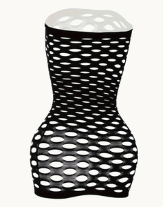 Body en maille sexy à épaules dénudées pour femmes, jupe à la hanche, vêtements en filet pour tentations, lingerie érotique transparente pour filles matures - Product Image 6