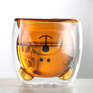 Tasse à café en verre transparent à double paroi isolée, motif ours de dessin animé, pour le lait, le petit-déjeuner, cadeau - Product Image 4