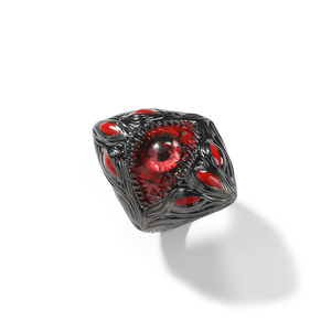 <span class=keywords><strong>Anello</strong></span> Parasita Gotico Vintage Punk Hip Hop con Occhio Rosso Placcato Nero, Gioiello Cool da Uomo, <span class=keywords><strong>Anello</strong></span> per Dito Indice Nero per Feste in Costume - Product Image 1