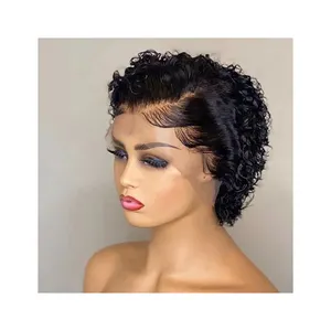 FENGFLY all'ingrosso personalizzato remy capelli corti parrucche bob anteriore del merletto dei capelli umani per le donne nere