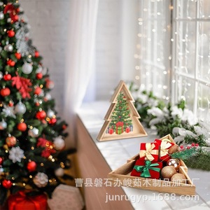 Plateau décoratif de Noël en bois, forme triangulaire, pour servir des collations lors de fêtes de fin d'année, avec motif d'arbre - Product Image 4