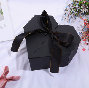 Heart Shape Rigid Gift <b>Boxes</b> with Satin Ribbon in Black <b>Red</b> Pink Blue Paperboard High-End Craft Gift Packaging - Product Image 4