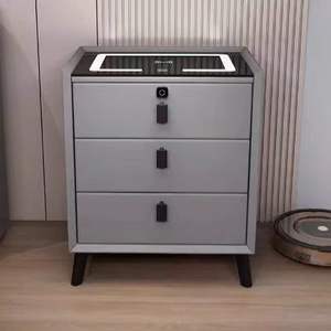 <span class=keywords><strong>Table</strong></span> <span class=keywords><strong>de</strong></span> chevet luxueuse rembourrée avec 3 tiroirs, <span class=keywords><strong>table</strong></span> <span class=keywords><strong>de</strong></span> <span class=keywords><strong>nuit</strong></span> intelligente avec station <span class=keywords><strong>de</strong></span> charge pour le rangement dans la chambre. - Product Image 4