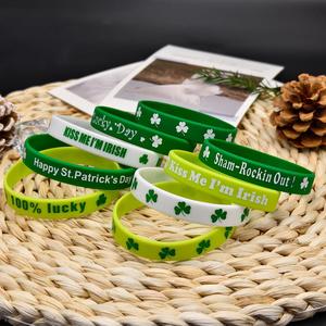 Pulsera de Silicona Irlandesa para el Día de San Patricio, Pulsera de Goma con Trébol de la Suerte Verde, Regalo para Fiestas - Product Image 2