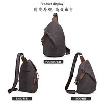 Sac de poitrine vintage en toile pour homme avec protection RFID, design imperméable et fermeture à glissière