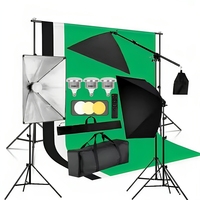 Kit d'équipement de photographie et de tournage vidéo pour studio : Boîte à lumière, ampoules LED, support de fond et accessoires