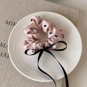 超甜美粉色圆点蝴蝶结缎面发带 粉色丝带蝴蝶结缎面发圈 女式女孩发饰 - Product Image 6