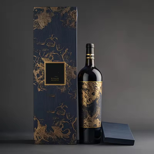 Boîte <span class=keywords><strong>cadeau</strong></span> en carton noir de luxe pour vin rouge, avec impression personnalisée du logo, aimantée, haut de gamme, pliable, pour bouteille de whisky ou de vin - Product Image 5