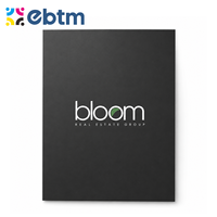 300GSM 16pt Thick Paper A4 A5 Letter Size Folder Black Matte UV LOGO Folder Custom Business Presentation Folder With Pocket