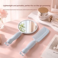 Miroir de Maquillage Portable Personnalisé en Plastique avec Poignée, 1x, pour Étudiant, Extérieur, HD, Compact, pour Dortoir