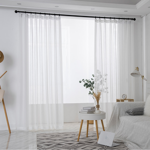 Lumière de Noël la plus intérieure Tulle <span class=keywords><strong>blanc</strong></span> bon marché prêt à l'emploi Rideaux en lin transparent pour le salon - Product Image 2