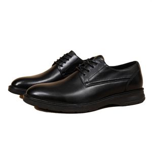 Chaussures d'été en cuir pour hommes, style britannique, bout rond, légères, respirantes, noires, mocassins à enfiler, décontractées, pour affaires et occasions habillées - Product Image 1