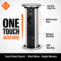 Prise de bureau escamotable intelligente avec chargeur sans fil, haut-parleur, USB Type C, prise de courant rétractable pour bureau et domicile