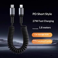 Câble de charge de voiture rétractable de 1,8 m avec connecteurs USB-A et Type-C, compatible CarPlay et charge ultra-rapide 6A