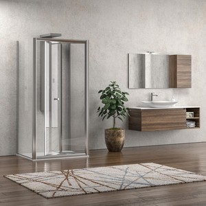 Kamalu KM4000S Box Doccia a Libro 3 Lati 80x95x80 Telaio Spazzolato con Vetro Trasparente Apribile - Product Image 2