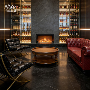 Sillón de Salón Moderno de Mediados de Siglo, Hecho a Mano, de Cuero Negro Envejecido de Lujo, con Marco en X Dorado Antiguo, para Sala de Estar, Club o Bar - Product Image 3