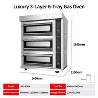 Four à gaz industriel commercial JIM-MATE JMC-60RH, 3 niveaux, 6 plateaux, luxe, en acier inoxydable, contrôle numérique, haute efficacité