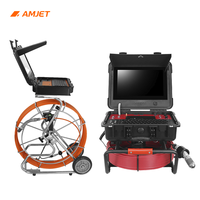 Caméra d'inspection des égouts AMJET Drain Eye R14-Max avec écran couleur IPS de 13 pouces, 100 m, émetteur et localisateur intégrés à 512 Hz. Caméra d'endoscopie des égouts