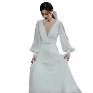 Mori Light Dress 2023 Summer New Bridal Plus Size Arms Hiding Super Fairy Slimming Trip Shoot velo da sposa a maniche lunghe donna