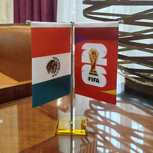 Bandiera da Tavolo Personalizzata Mondiale di Calcio 2026 in Tessuto Satinato Premium con Asta in Acciaio Inossidabile e Base in Cristallo Giallo per Ufficio ed Eventi - Product Image 6