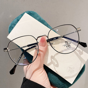 Qianai - Monturas de Gafas Metálicas Irregulares, Montura Completa, Anti Luz Azul, Unisex, Ovaladas, Lentes de Acetato P5 58022 - Product Image 5