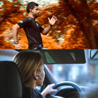 Cyboriss 520 Headset nirkabel telinga tunggal earbud bisnis, Headset mengemudi dengan mikrofon, Earpiece waktu siaga 24 jam, tahan air