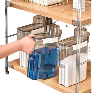 Cubo de almacenamiento de plástico PET transparente de gran capacidad con tapa sellada Caja de almacenamiento <span class=keywords><strong>rectangular</strong></span> Contenedor de botella de almacenamiento de detergente - Product Image 1