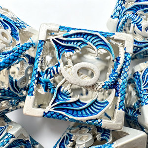 Kit de dados metálicos poliédricos con escultura de dragón calado, juego de 7 dados de metal esmaltado para juegos de rol de mesa, para amantes de los juegos y coleccionistas de hobbies - Product Image 6