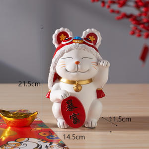 맞춤형 수지 아트 럭키 캣 근년 사업 선물 수지 장식 호랑이 머리 모자 사자 댄스 모자 럭키 캣 - Product Image 6