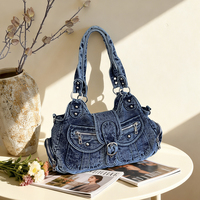 Nouveau Sac à Main Carré de Luxe en Tissu Denim pour Femme 2026 – Sac à Bandoulière Designer Tendance et Simple, Sac Fourre-Tout Croisé